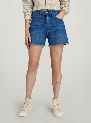 High Denim Shorts Raw Edge